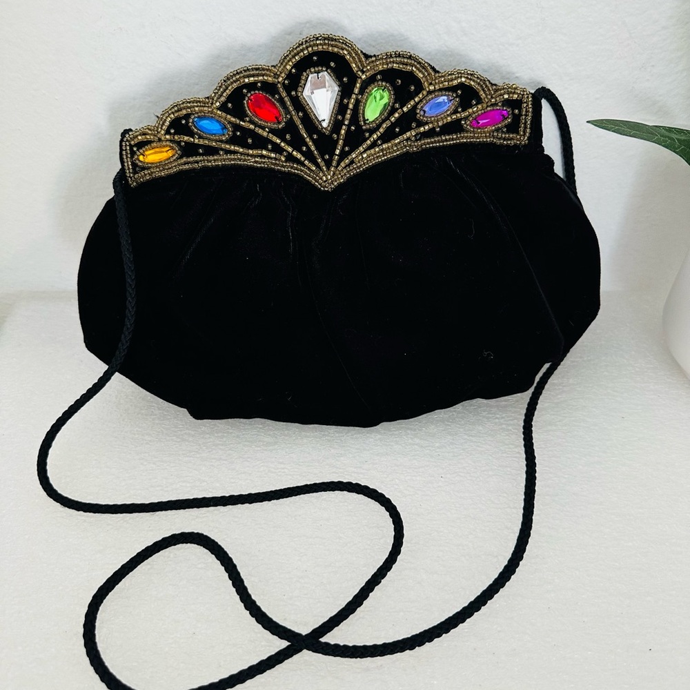 Vintage Velvet Evening Bag with Colorful Beaded Details - C&A Brand